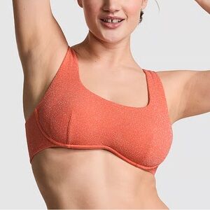 PINK Deep Coral- The Wave Sparkle Bikini Top